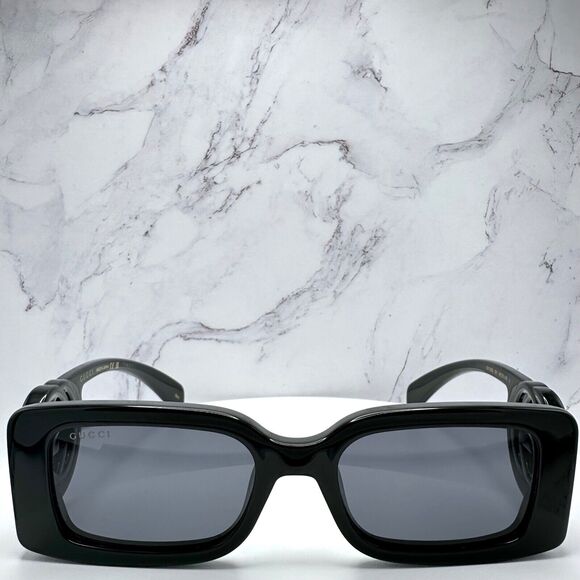 New GUCCI Sunglasses Black Square Rectangular All Black main image 14